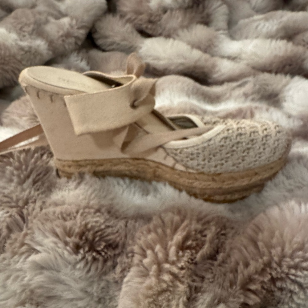 Ralph Lauren Beige Espadrille Laceup (calf) Sandals